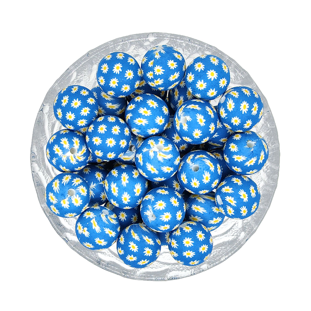 15mm Round Print Silicone Beads