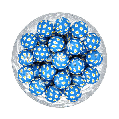 15mm Round Print Silicone Beads