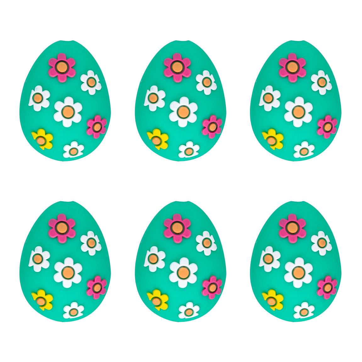 3D Easter Colorful Flower Eggs Silicone Focal Beads