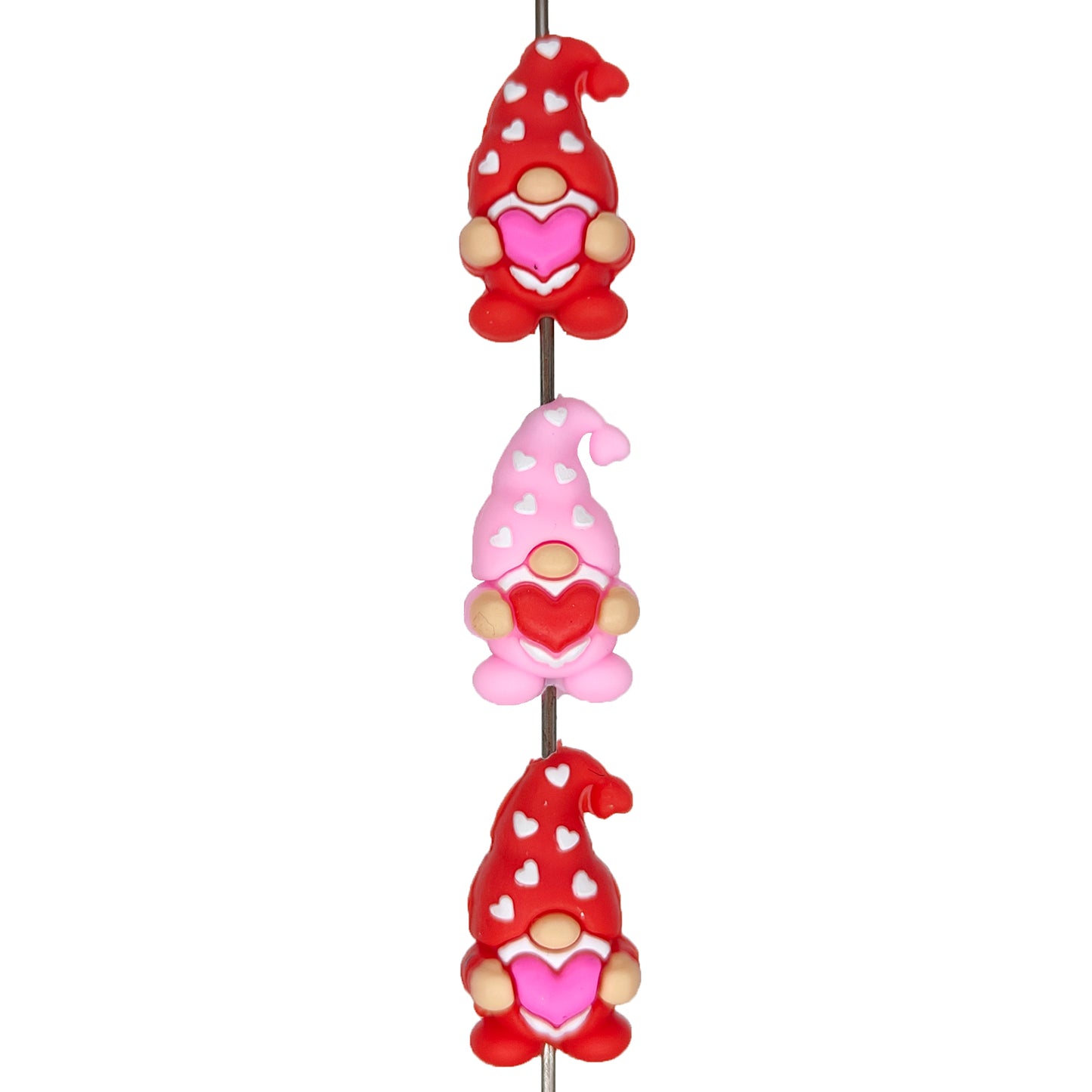 3D Love Heart Gnome Valentine's Day Focal Beads