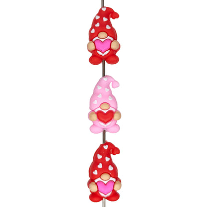 3D Love Heart Gnome Valentine's Day Focal Beads