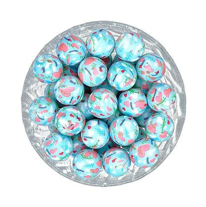 15mm New Round Print Silicone Beads