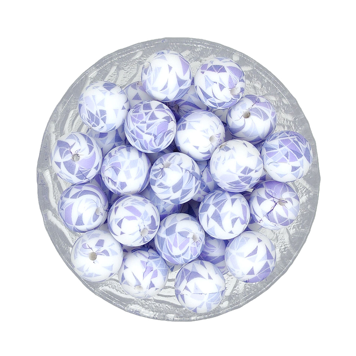 15mm Round Print Silicone Beads