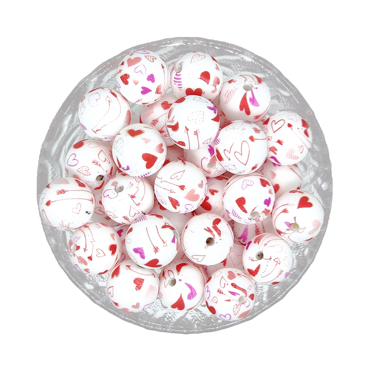 15mm Round Print Silicone Beads