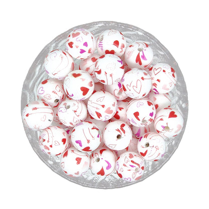 15mm Round Print Silicone Beads