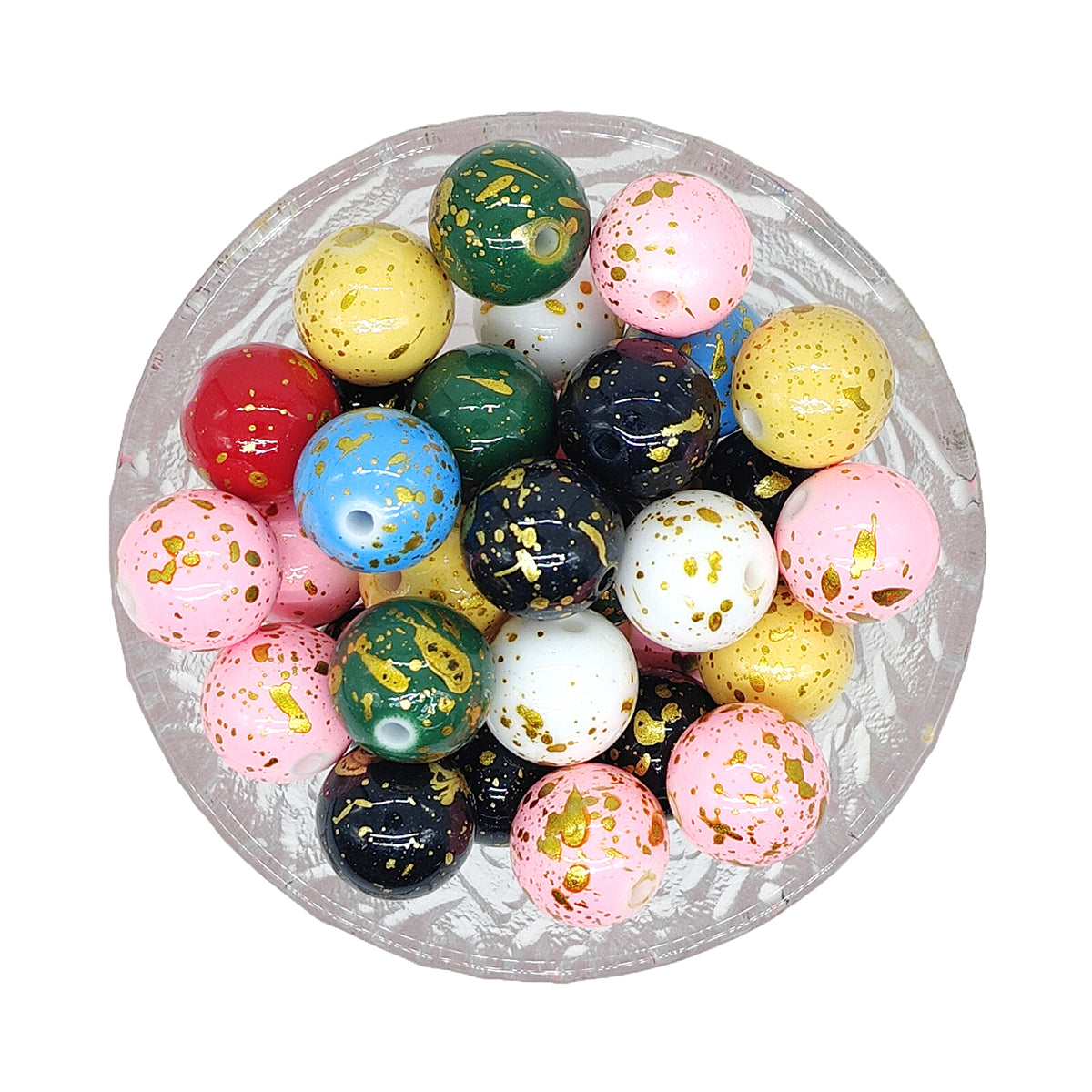 Mix 16mm Round Splash Bubblegum Acrylic Beads