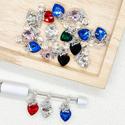 Aolly Colorful Heart Bail Loop Beads,Pen Charm Beads