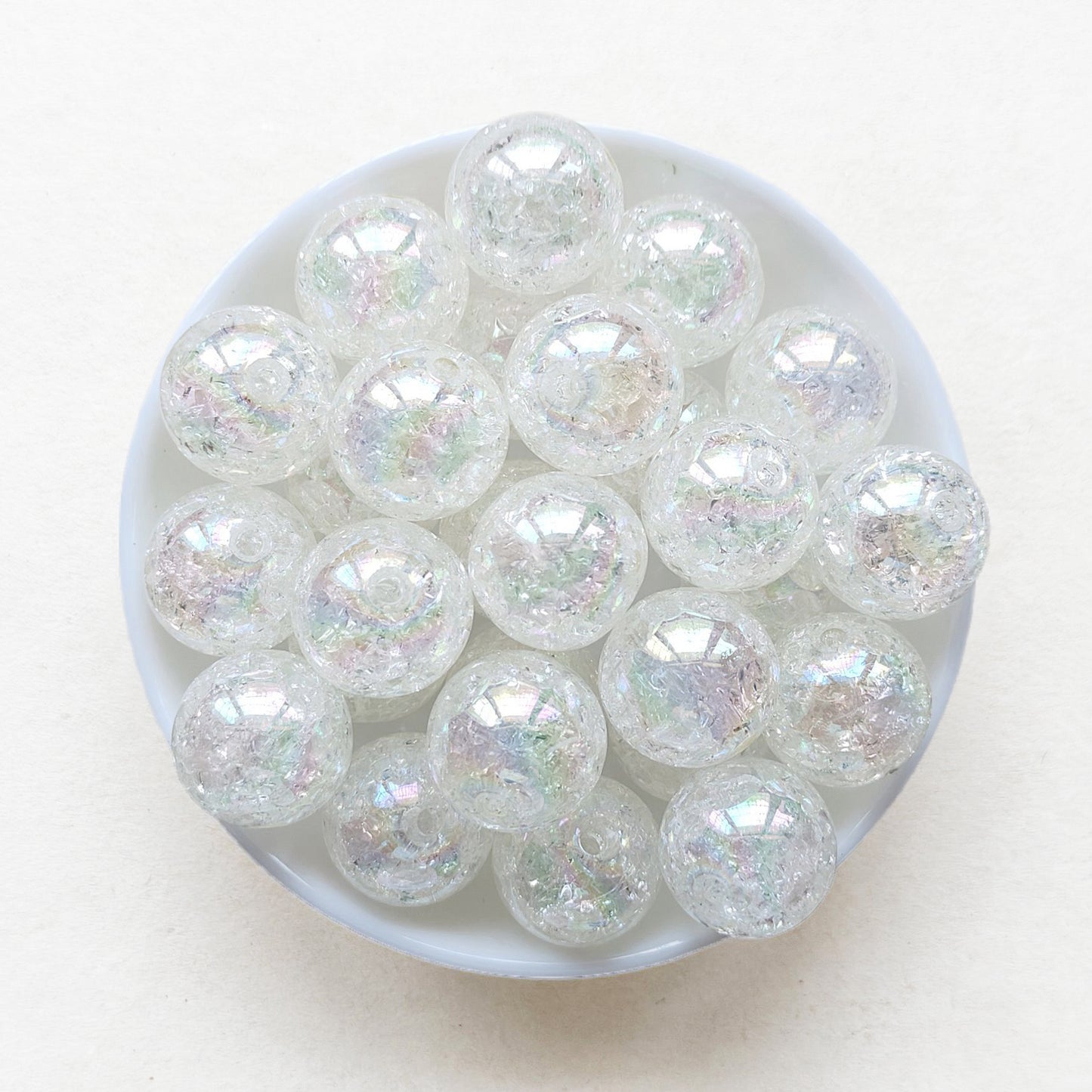 20mm AB Transparent Cracked Bubblegum Acrylic Bead