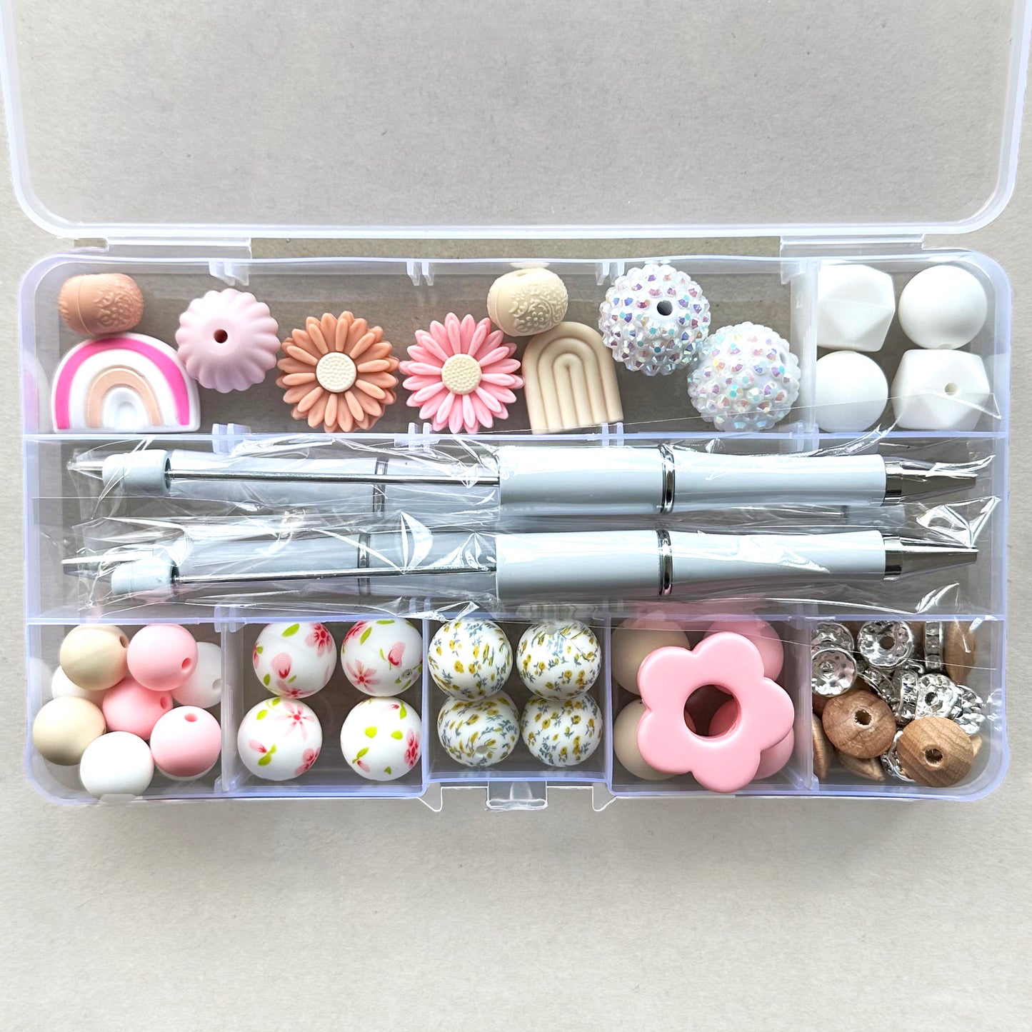 60Pcs Assorted Loose Bead Pen Kit,Flower Bead,Focal Beads