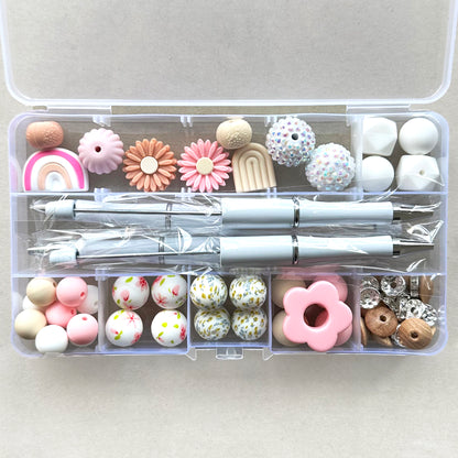 60Pcs Assorted Loose Bead Pen Kit,Flower Bead,Focal Beads