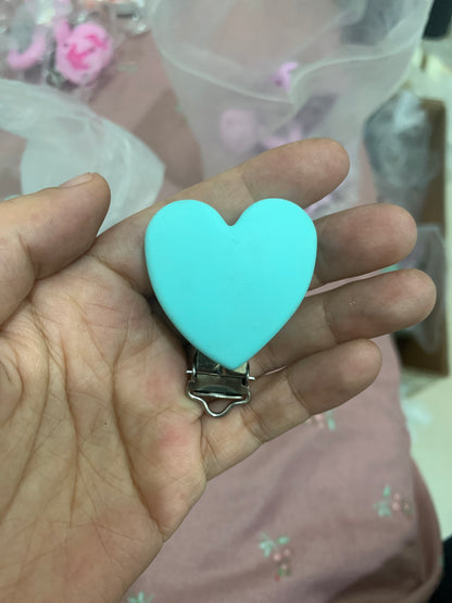 Heart Silicone Pacifier Clips