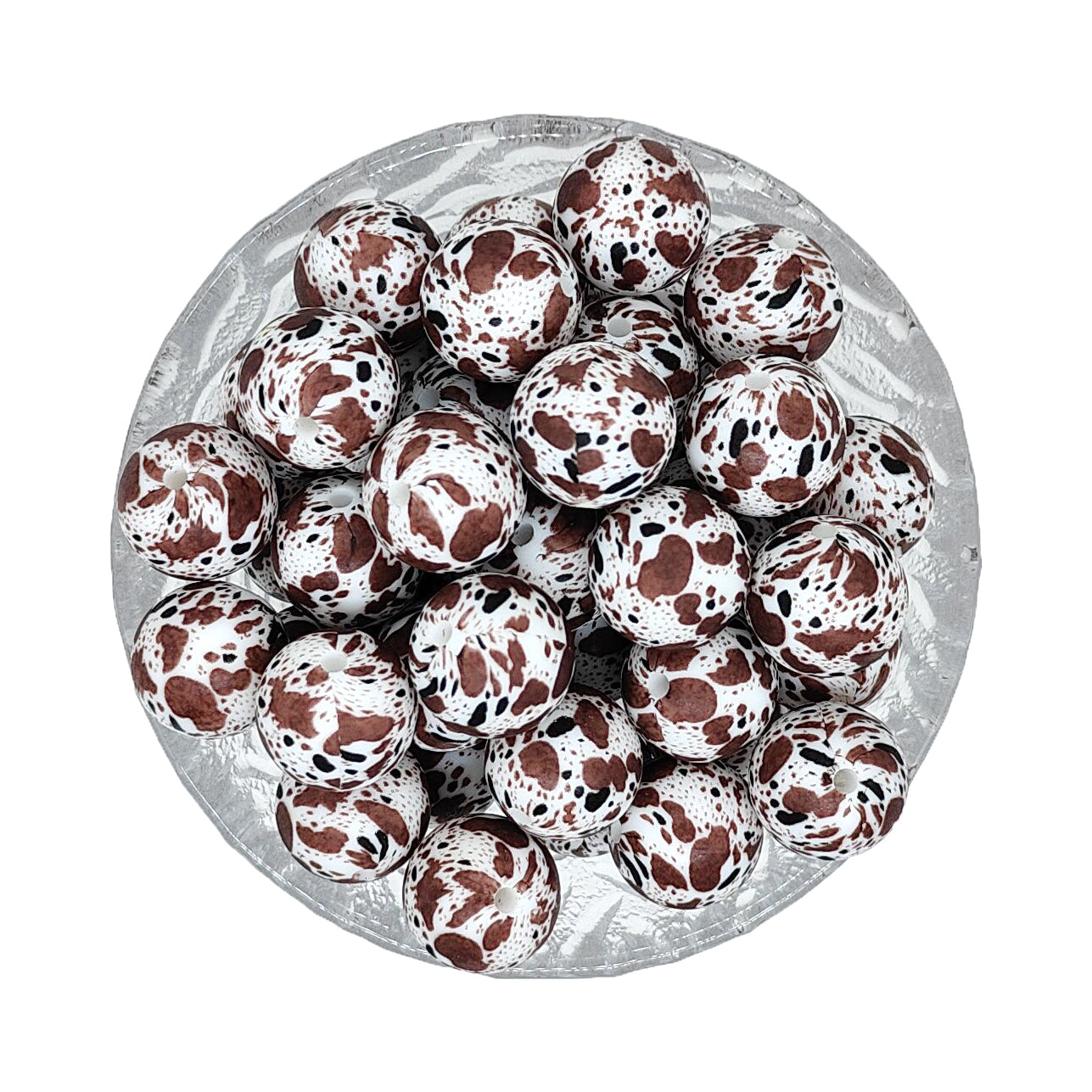 15mm Round Print Silicone Beads