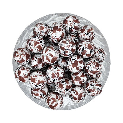 15mm Round Print Silicone Beads