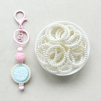 38mm Faux Pearl Round Loop Beads with 2 Hole