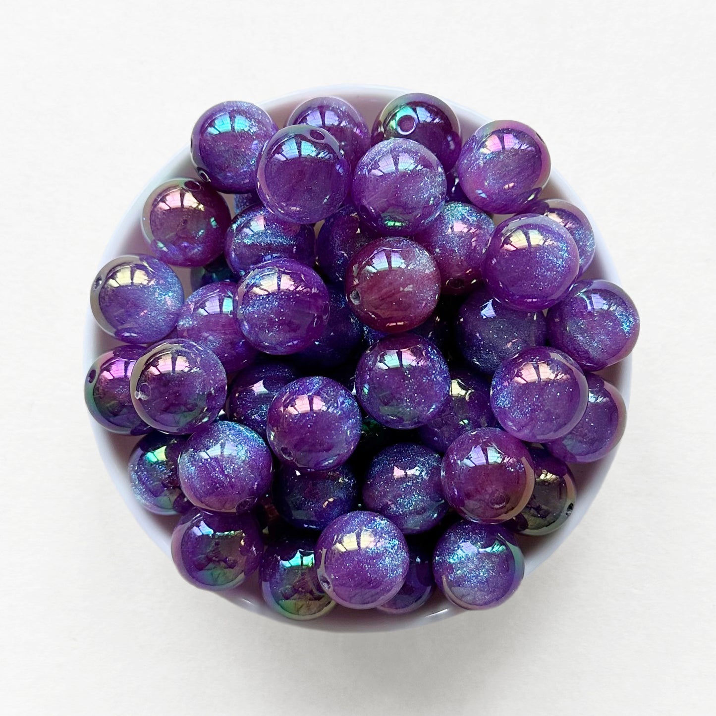 16mm Round Bubblegum Glitter Acrylic Beads