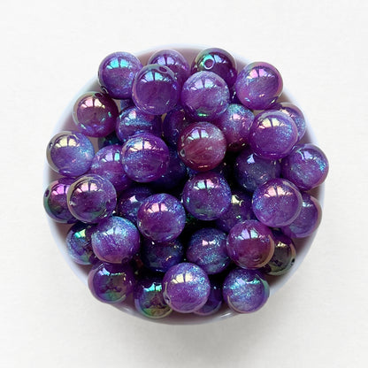 16mm Round Bubblegum Glitter Acrylic Beads