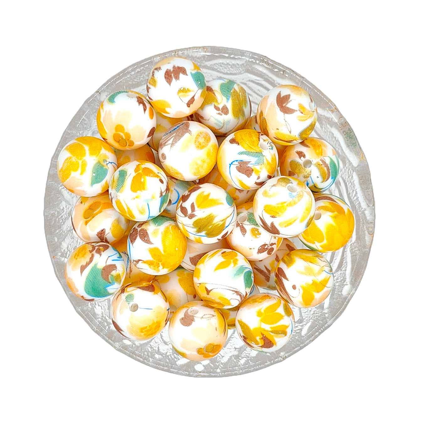 15mm New Round Print Silicone Beads