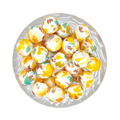 15mm New Round Print Silicone Beads