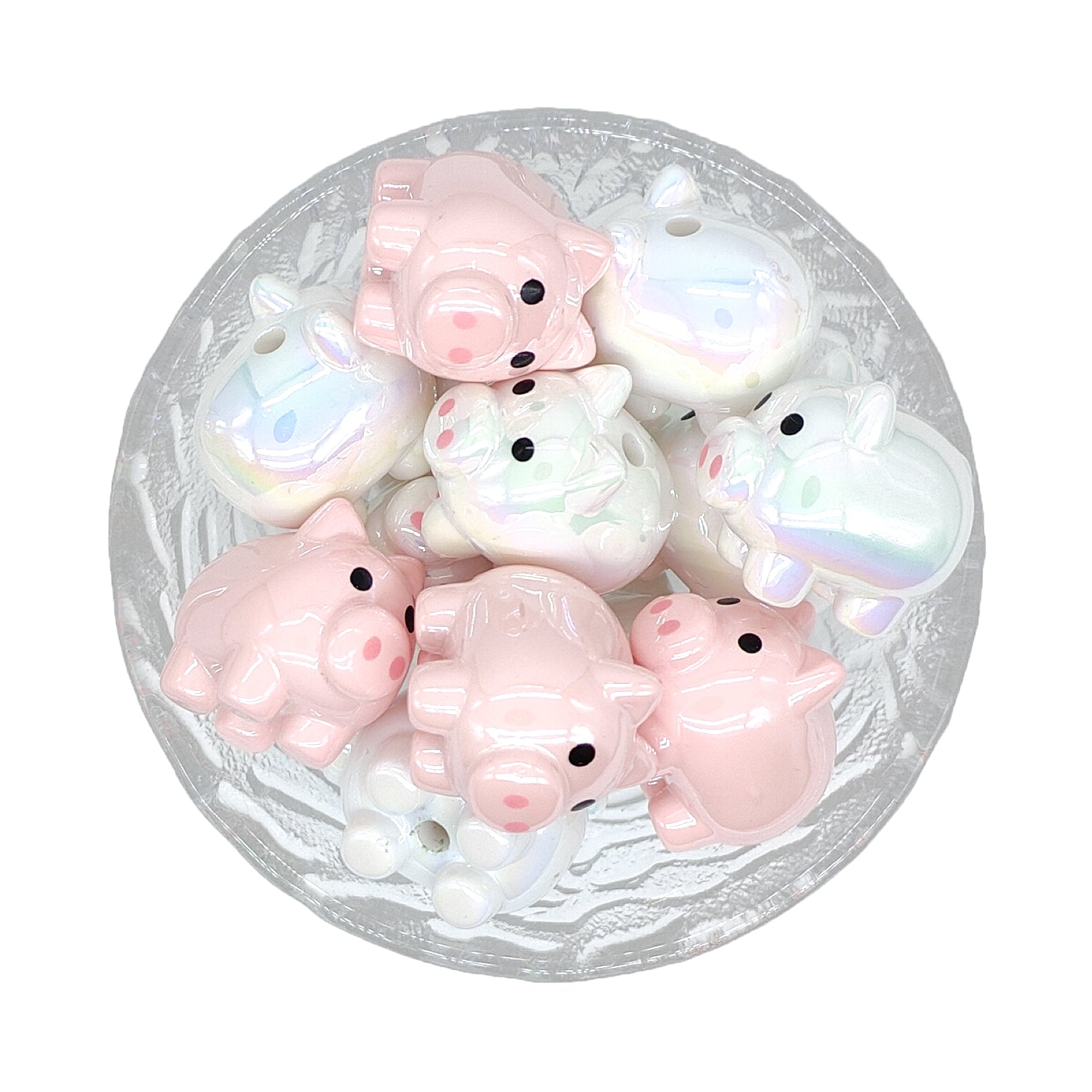 Pig Focal Beads, Bubblegum Acrylic Beads