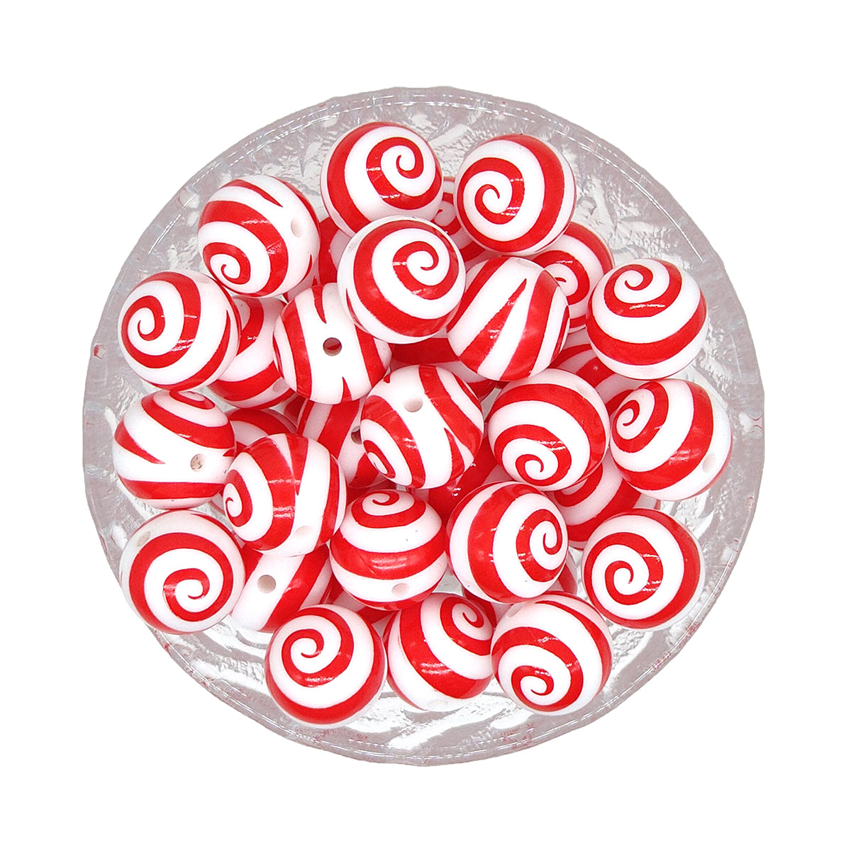 15mm Round Swirl Print Silicone Beads