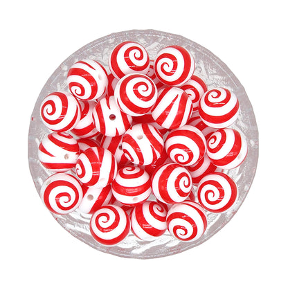 15mm Round Swirl Print Silicone Beads