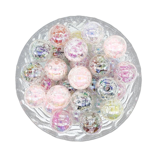 Mix 16mm Round Clear Crack Bubblegum Acrylic Beads