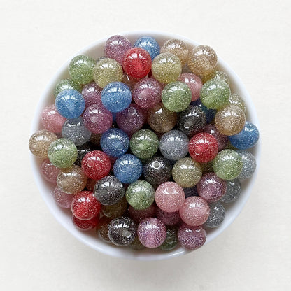 12mm 16mm Round Acrylic Glitter Gumball Beads