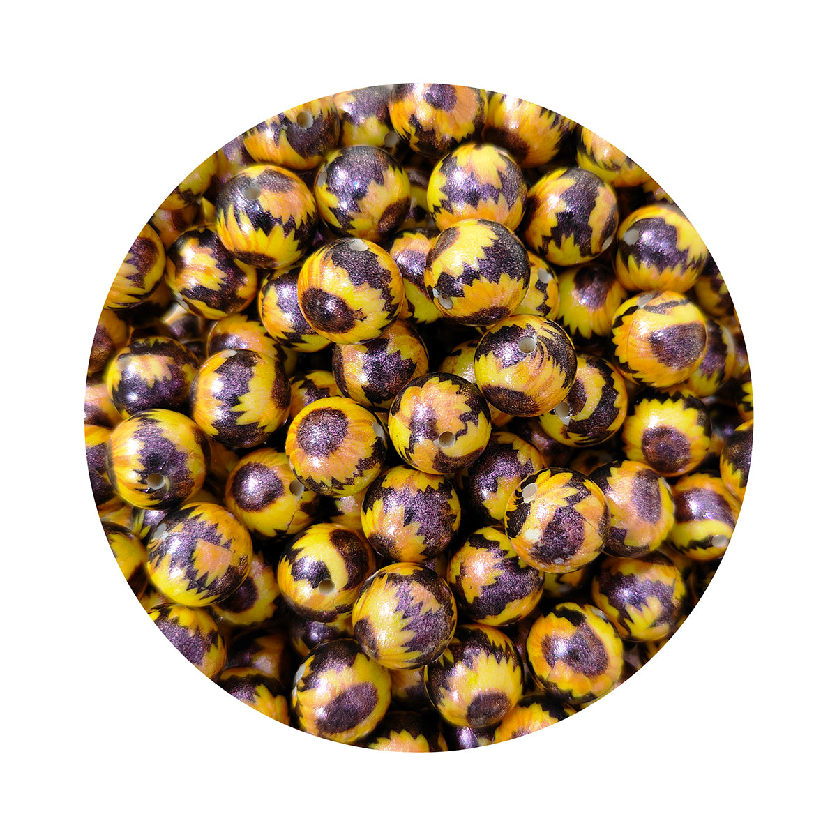 15mm Round Opal Print Silicone Beads