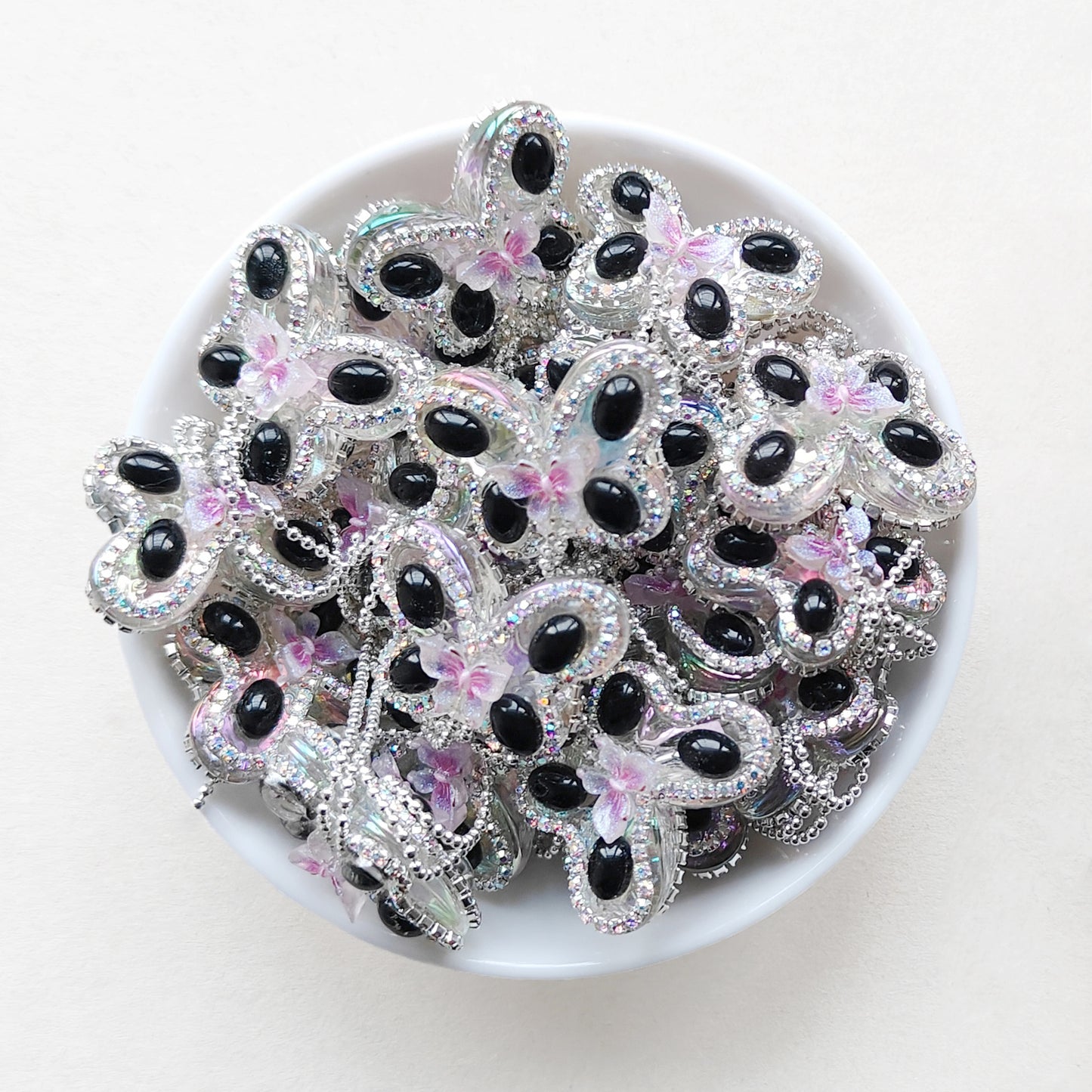 Sparkle Black Butterfly Dangle Beads For Pen