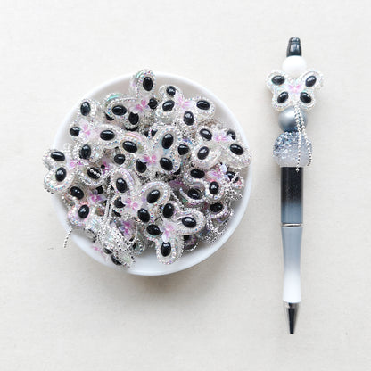 Sparkle Black Butterfly Dangle Beads For Pen