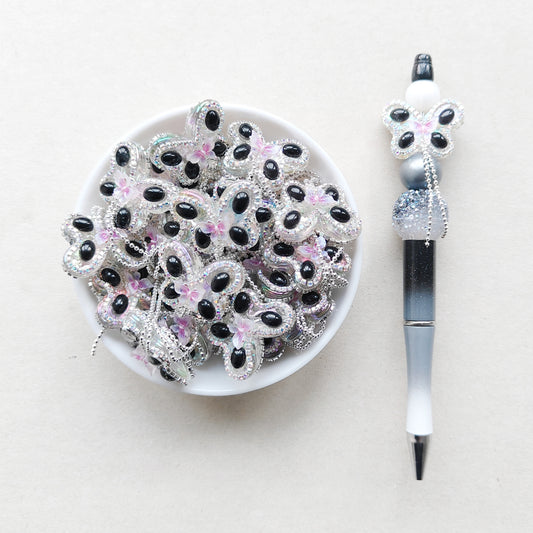 Sparkle Black Butterfly Dangle Beads For Pen