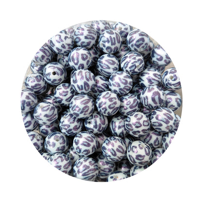 15mm Round Opal Print Silicone Beads
