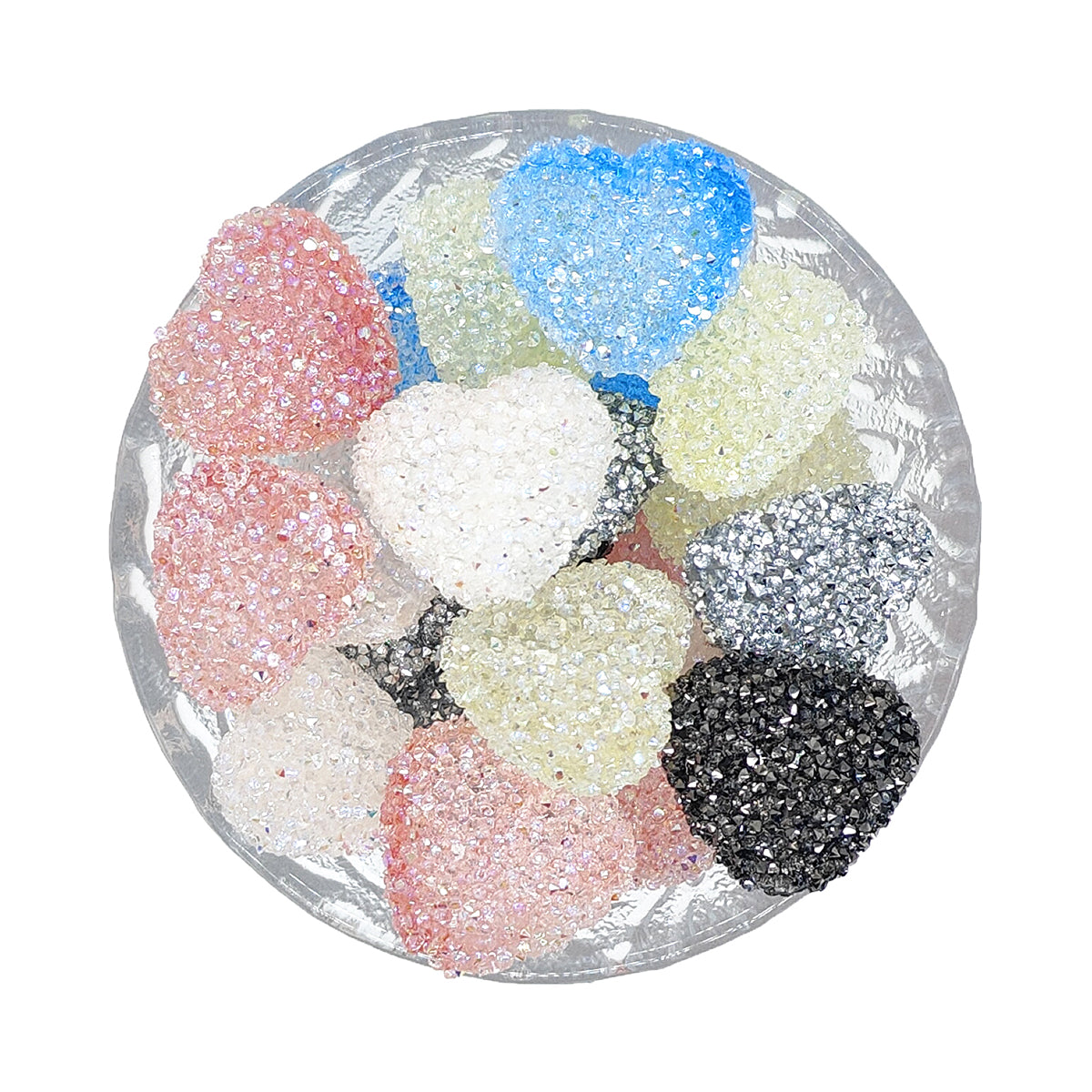 Mix Gradient Heart Rhinestone Sugar Acrylic Beads