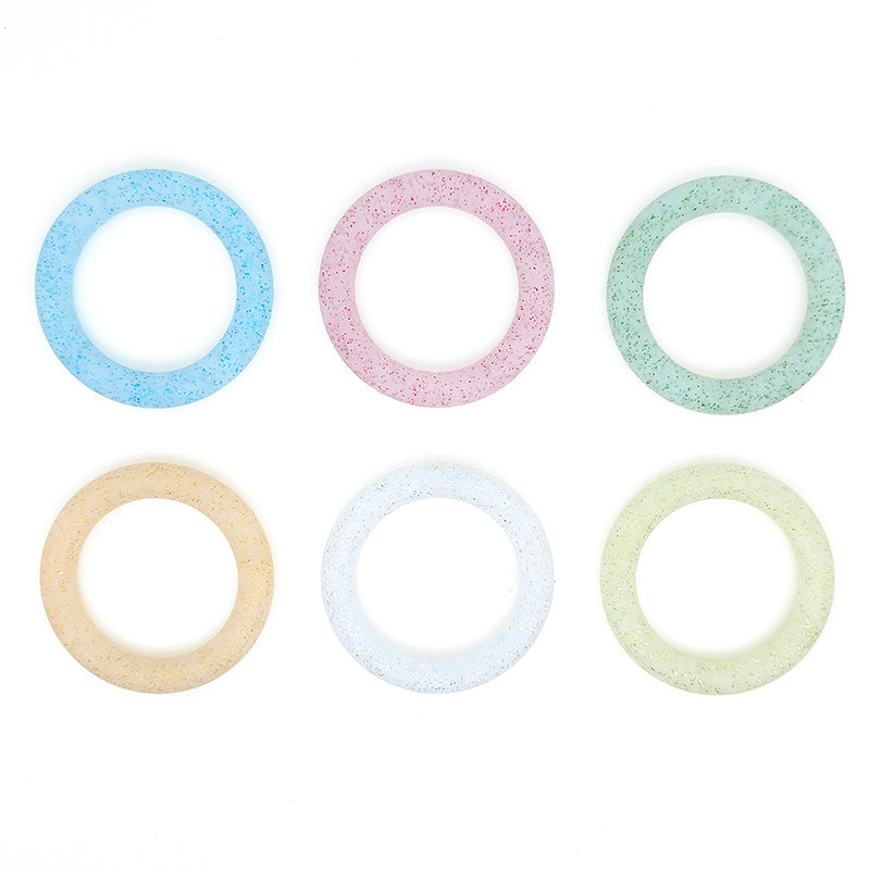 65mm Glitter Silicone Round Loop with 2 hole