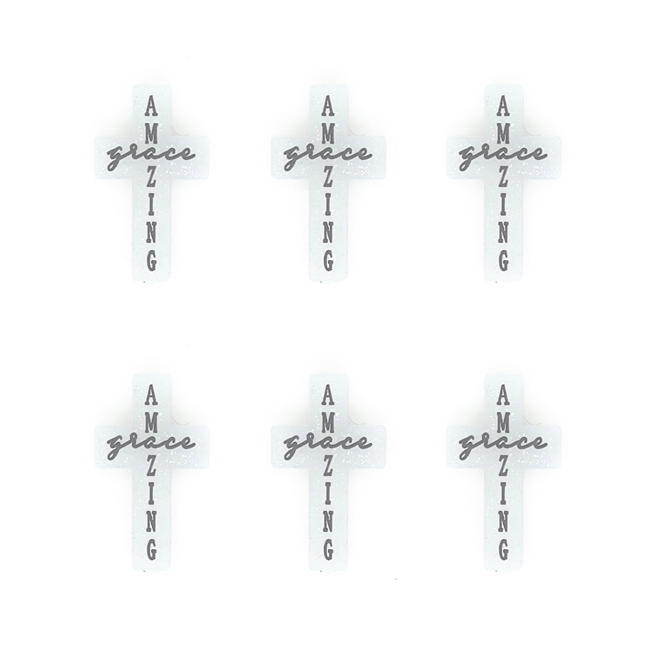 Amazing Grace Cross Glitter Silicone Focal Beads