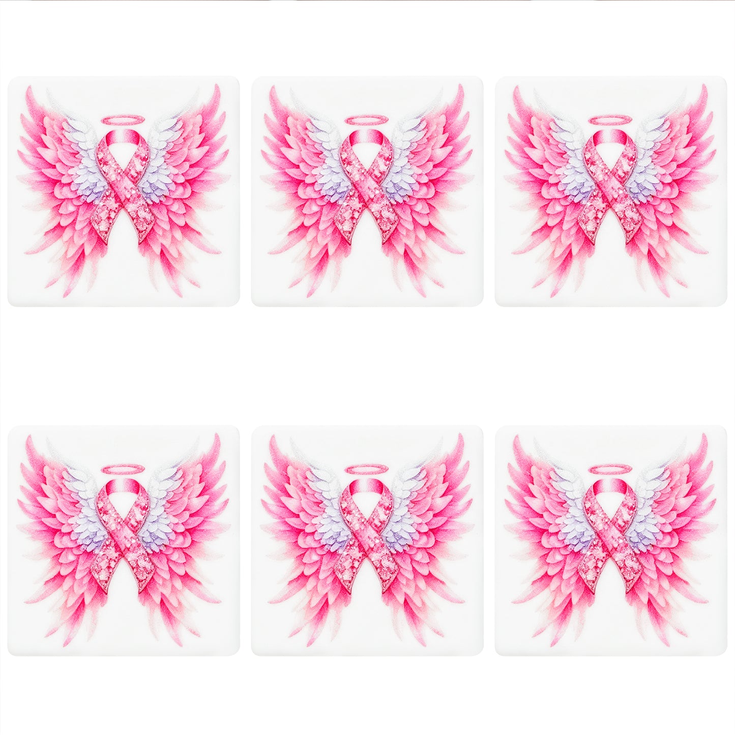 Angel Wings Pink Ribbon Square Print Focal
