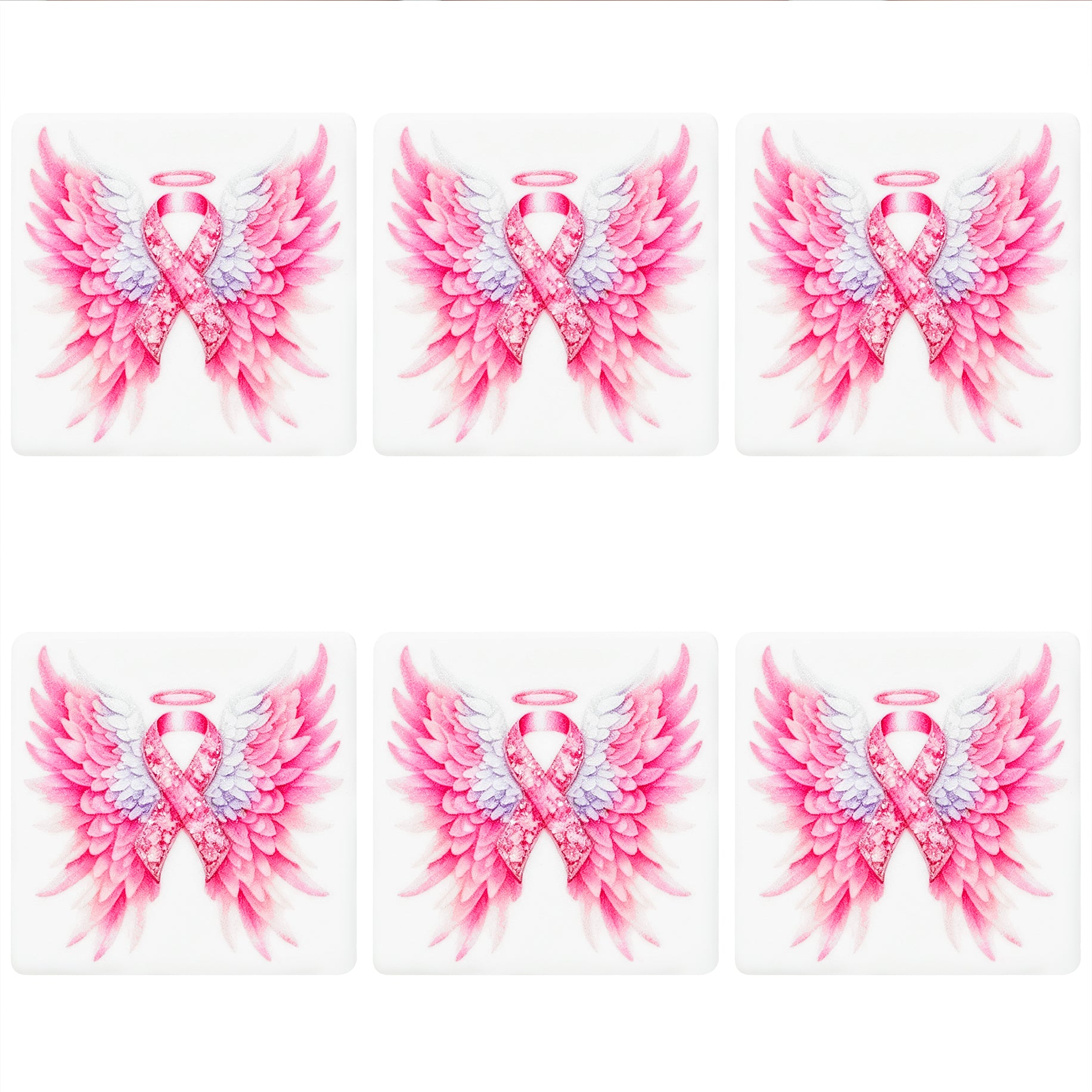 Angel Wings Pink Ribbon Square Print Focal