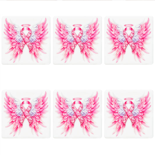 Angel Wings Pink Ribbon Square Print Focal