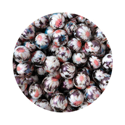 15mm Round Opal Print Silicone Beads