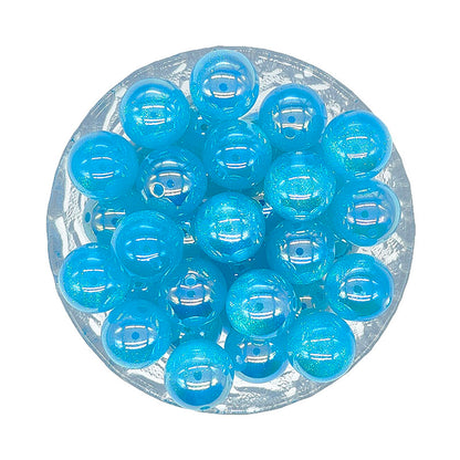 16mm Round Bubblegum Glitter Acrylic Beads
