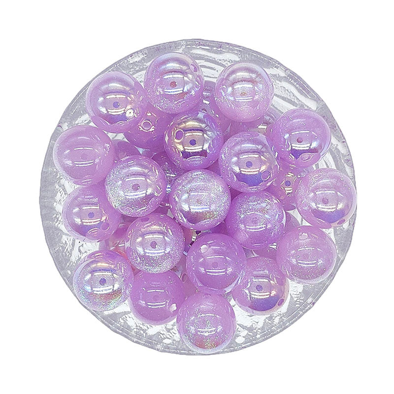 16mm Round Bubblegum Glitter Acrylic Beads