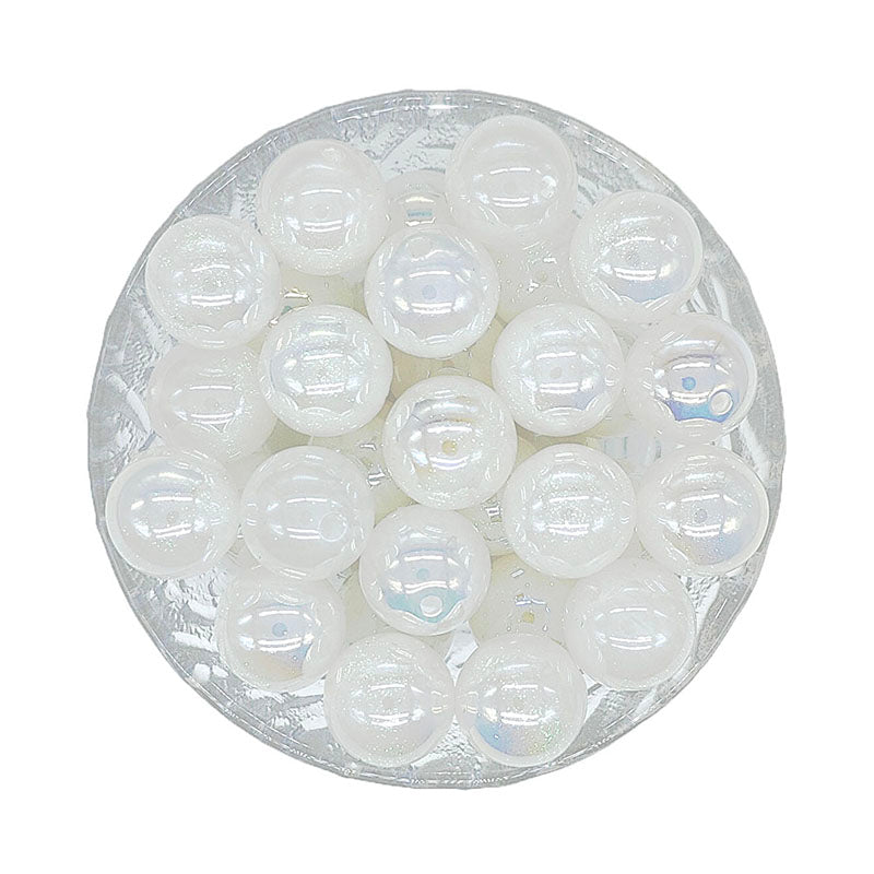 16mm Round Bubblegum Glitter Acrylic Beads
