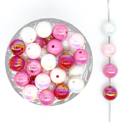 16mm Round Opal Pink Red Acrylic Beads Pack