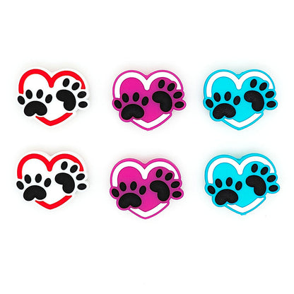 Love Dog Paw Heart Beads