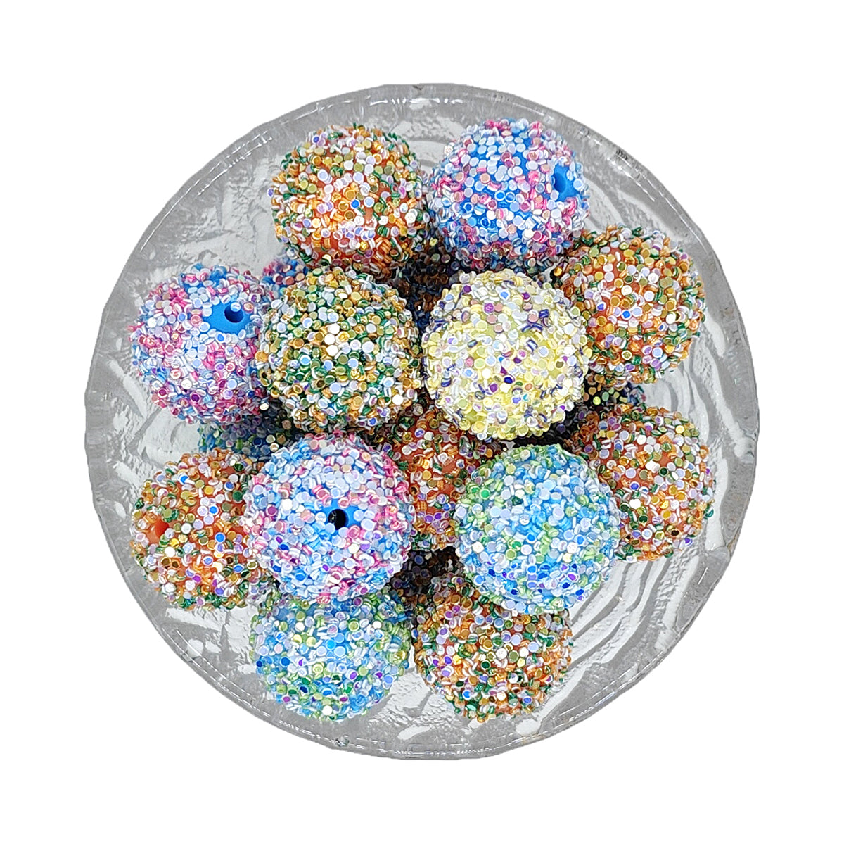 20mm Colorful Sequin Chunky Bubblegum Acrylic Beads Mix Color