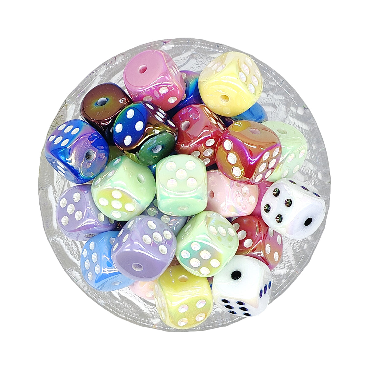 Mix Dice Shaped UV Acrylic Focal Beads