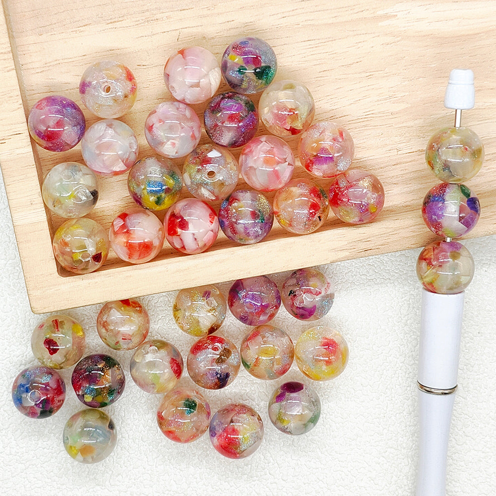 16mm Colorful Confetti Glitter Clear Acrylic Beads,Gumball Beads