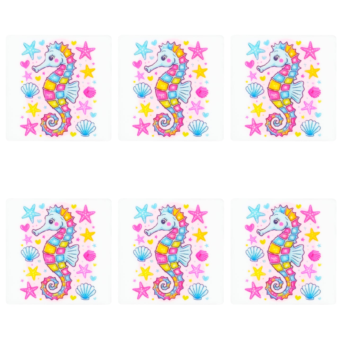 Seahorse Shell Starfish Square Print Focal