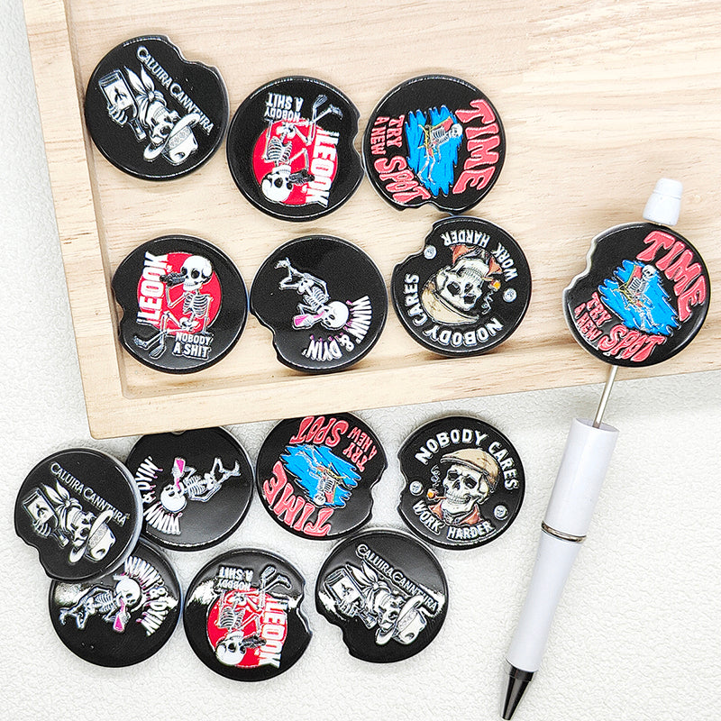 Big Skeleton Flat Acrylic Beads,Cowboy Skull Focal Bead