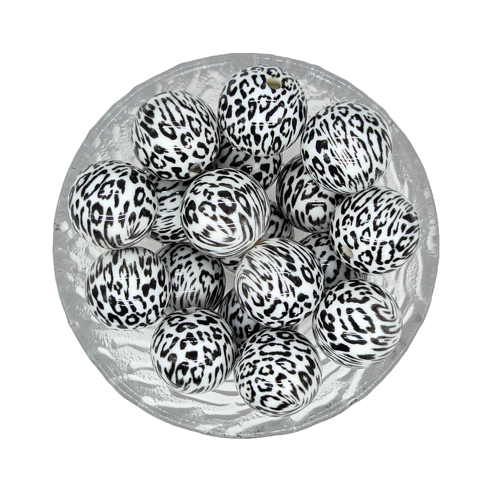 20mm Black Leopard Print Chunky Bubblegum Acrylic Beads